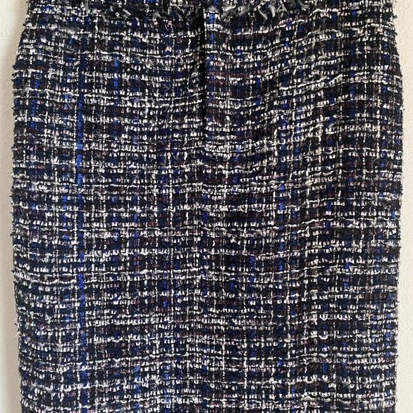 New L'Academie Tweed Office Siren Straight Black Multi Frayed Hem Maxi Skirt S - Picture 5 of 13